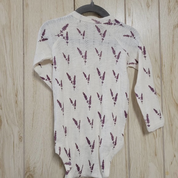 Kate Quinn Lavender Pointelle Kimono Long Sleeve Bodysuit - Picture 3 of 3